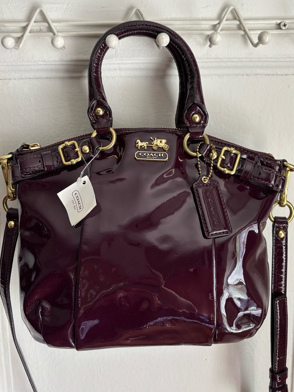 Coach Madison Patent Leather Sophia Satche